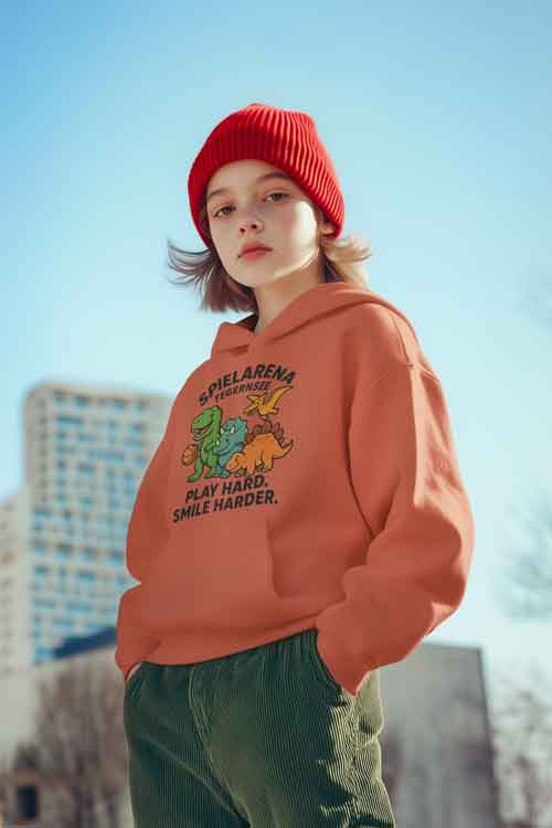 PLAY HARD. SMILE HARDER. Hoodie orange